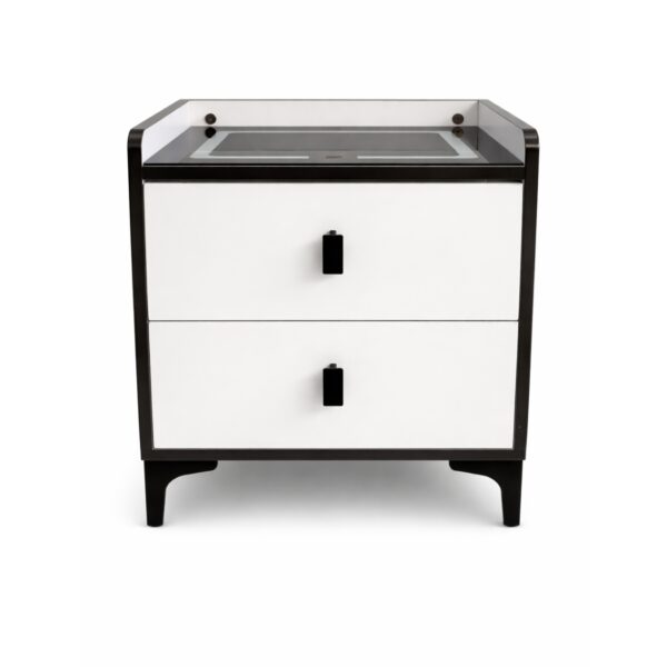 Nightstand with Bluetooth Speaker LED Light and Wireless Charger