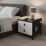Nightstand with Bluetooth Speaker LED Light and Wireless Charger - Image 2