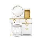 Elegant Dressing Table with LED Mirror and Stool