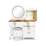 Elegant Dressing Table with LED Mirror and Stool - Image 3