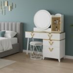 Elegant Dressing Table with LED Mirror and Stool - Image 2