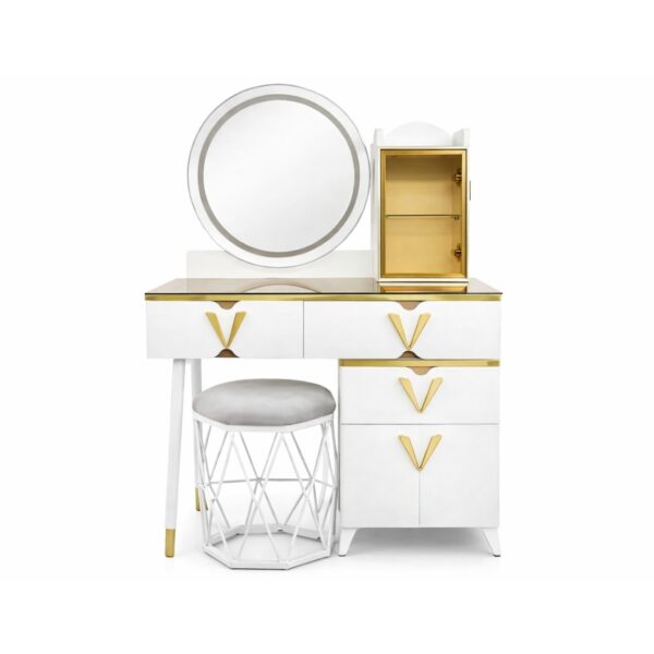 Elegant Dressing Table with LED Mirror and Stool