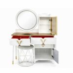 Elegant Dressing Table with LED Mirror and Stool - Image 5