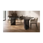 Black Marble Dining Table with Modern Metal Base - MWDT18