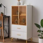 Modern Display Cabinet – White + Oak