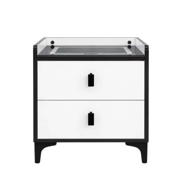 Smart Nightstand with Bluetooth Speaker, Black and White, MW346S