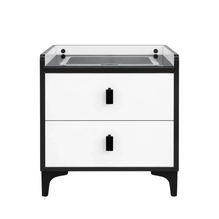 Smart Nightstand with Bluetooth Speaker, Black and White, MW346S
