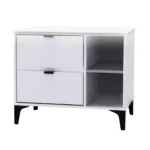Modern White Nightstand with LED Accent Light