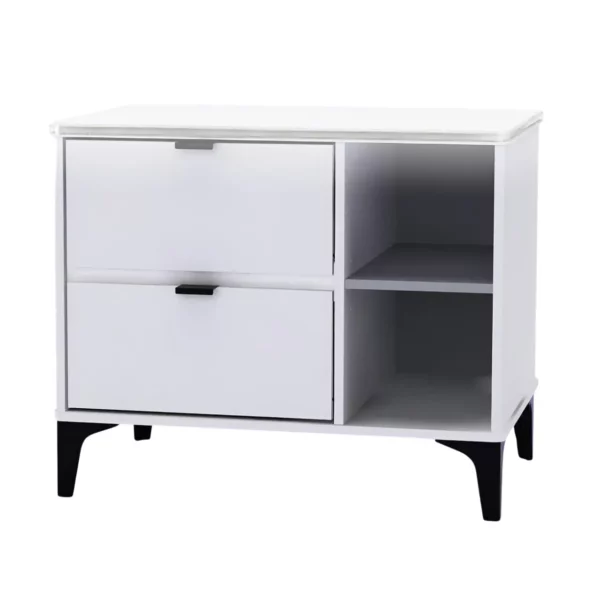 Modern White Nightstand with LED Accent Light