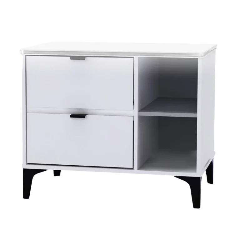 Modern White Nightstand with LED Accent Light