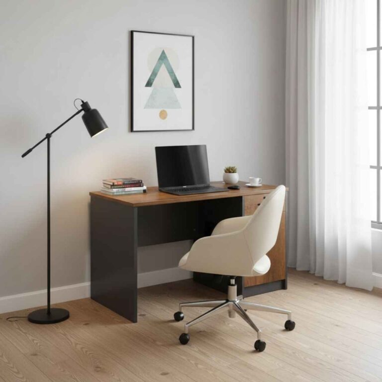 Modern Compact Wooden Desk with Drawer (1)