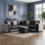 Boxarm Corner 3 Piece Lounge Suite, Black And White, BALRA