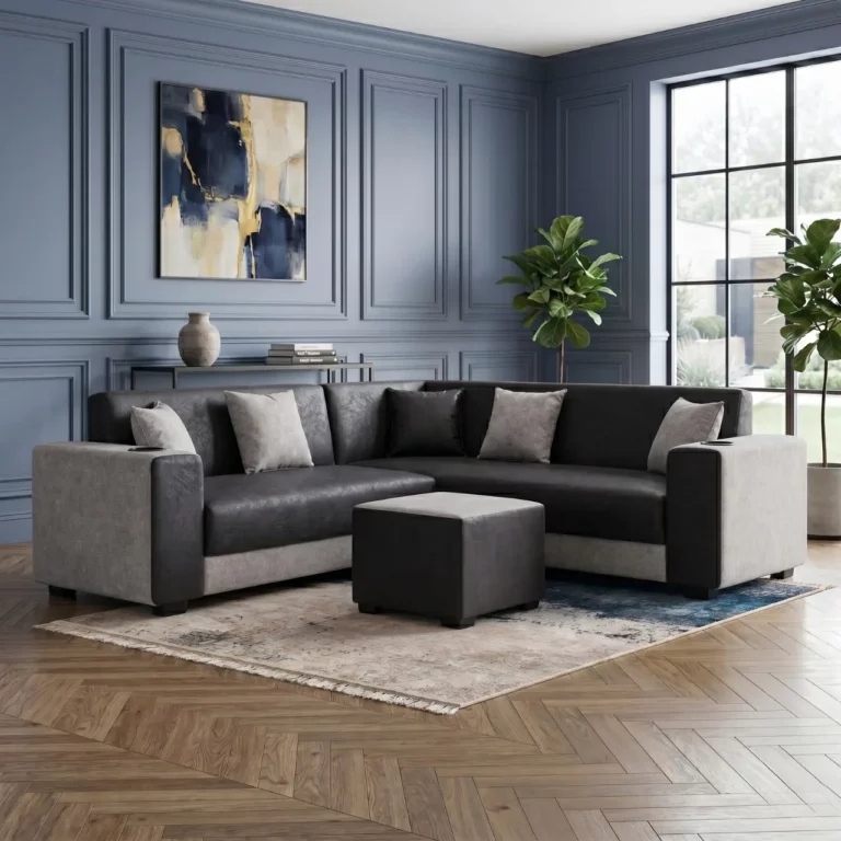 Boxarm Corner 3 Piece Lounge Suite, Black And White, BALRA