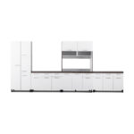 Modern Kitchen Set with Base - White + Dark Oak