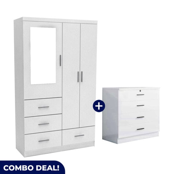 3 Door Wardrobe and 4 Drawer Set