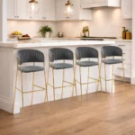 Set of 4 Gold Frame Bar Chairs – Elegant & Comfortable Seating