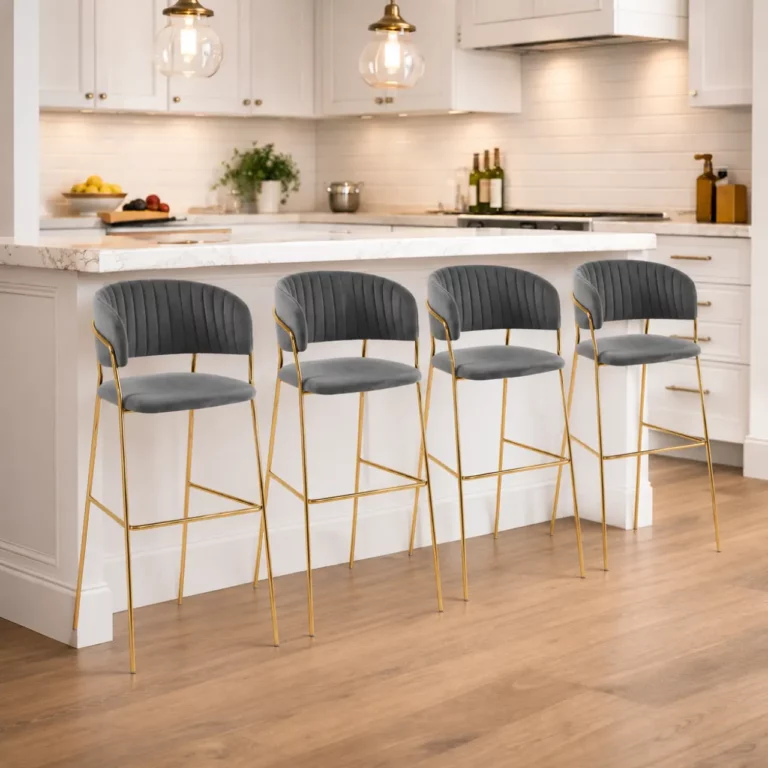 Set of 4 Gold Frame Bar Chairs – Elegant & Comfortable Seating