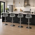 Set of 4 Suede Bar Chairs - Available in 2 Colours