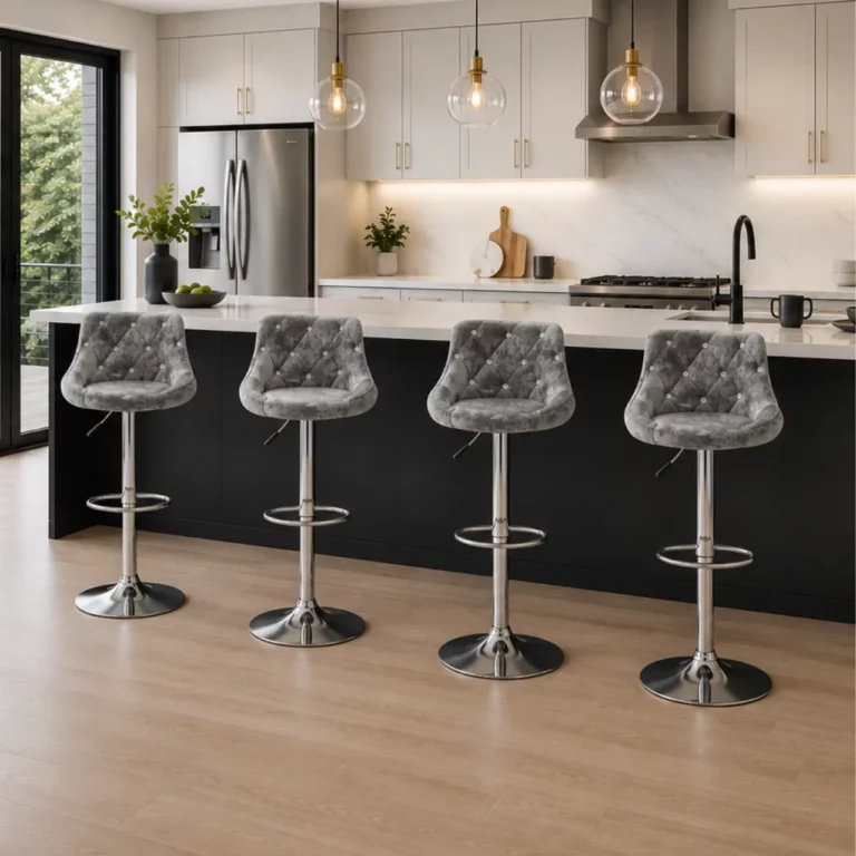 Set of 4 Suede Bar Chairs - Available in 2 Colours