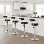 Set of 4 Round Bar Stools - Black