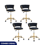 Set of 4 Gold Frame Bar Chairs With Wheels – Luxury, Comfort & Mobility