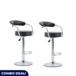 Set of 2 Round Bar Stools – Black