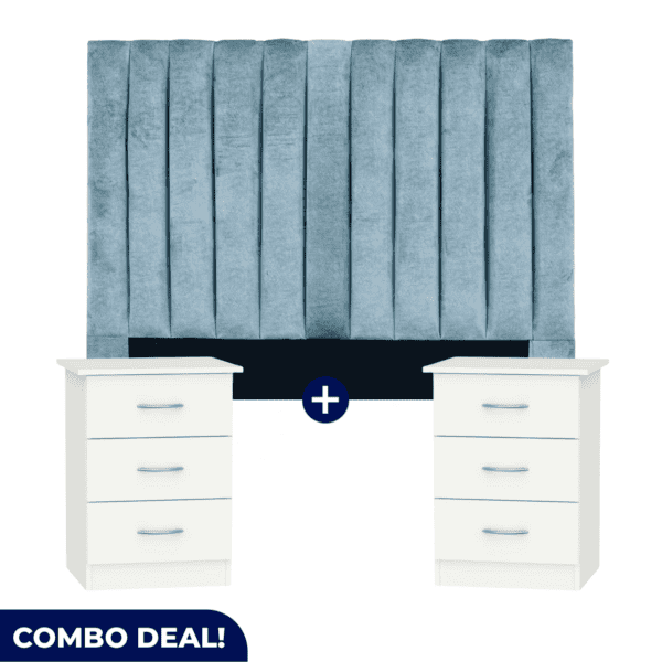 Modern Kiara Headboard and 3-Drawer Nightstand Combo