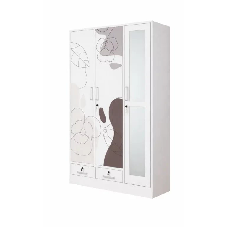 3 Door Metal Wardrobe with Mirror – MWMET3