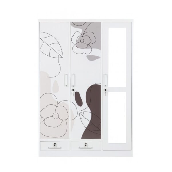 3 Door Metal Wardrobe with Mirror – MWMET3