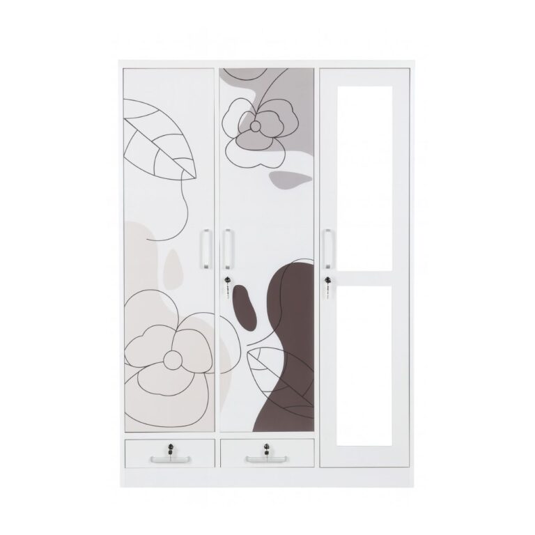 3 Door Metal Wardrobe with Mirror – MWMET3