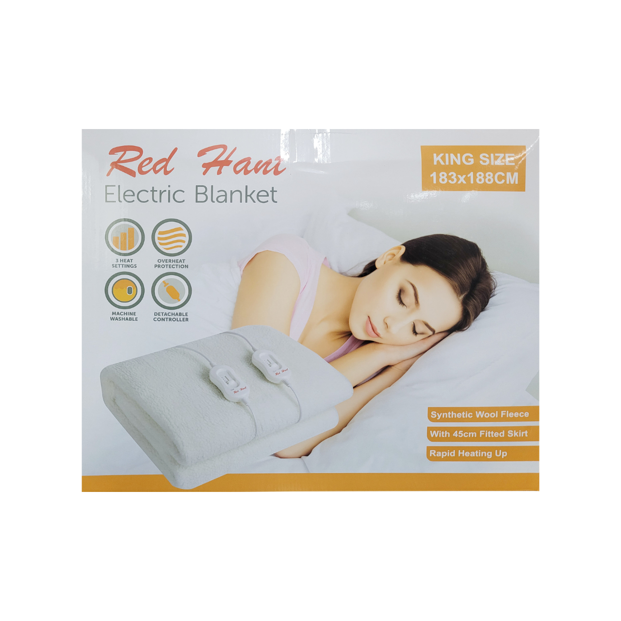 EB1014 Red Hant - Fitted King Electric Blanket - EB1014