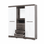 Modern 5-Door Wardrobe with Mirror – White & Oak- MW797 - Image 6