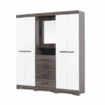 Modern 5-Door Wardrobe with Mirror – White & Oak- MW797 - Image 4