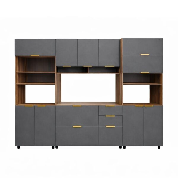 Modern Kitchen Set - Grey + Walnut