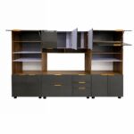 Modern Kitchen Set - Grey + Walnut - Image 4