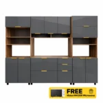 Modern Kitchen Set, Grey + Walnut, MW960