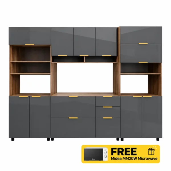 Modern Kitchen Set, Grey + Walnut, MW960