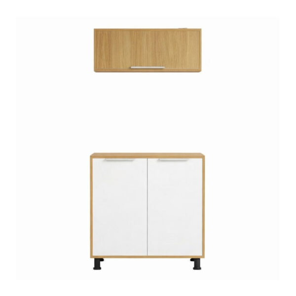 Tatiana 2-Piece Storage Combo – Wall + Floor Unit (White & Oak)