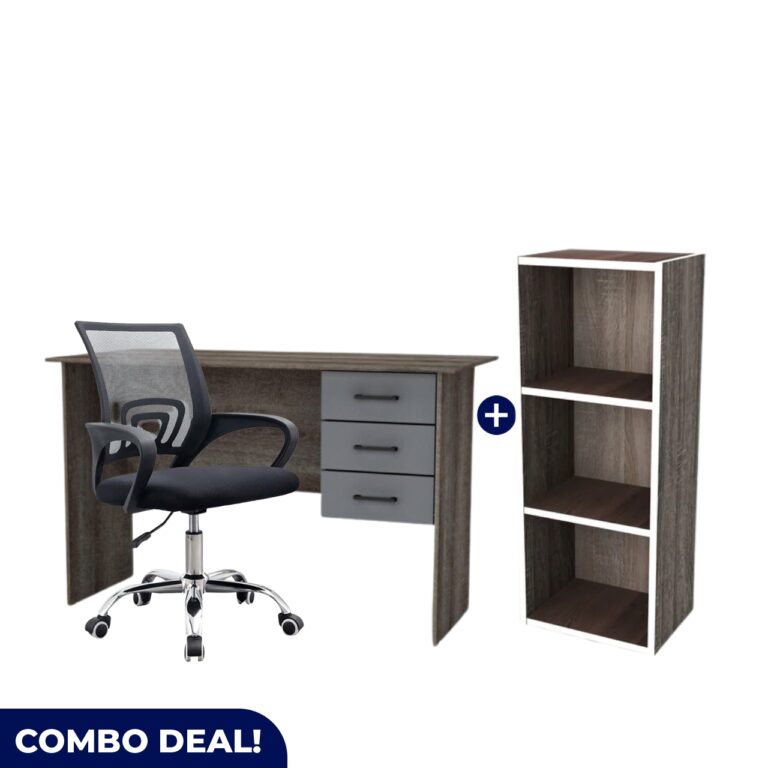 Essential Office Combo – Desk, Chair & Bookshelf Set