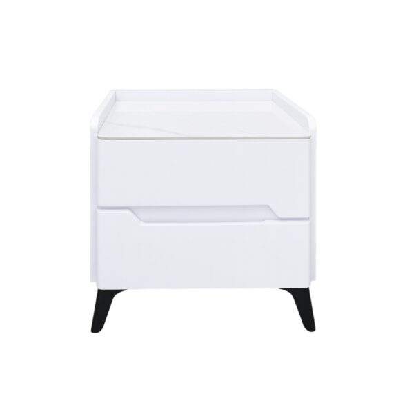 Marble Top White Two-Drawer Nightstand – MW442