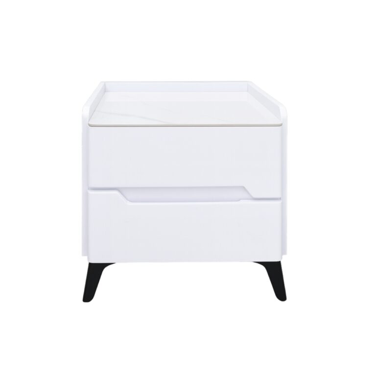 Marble Top White Two-Drawer Nightstand – MW442
