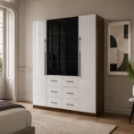 4 Door Wardrobe White Wood Grain - MW44GL