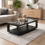 Modern Black Laser-Cut Coffee Table – MWCT243 - Image 2