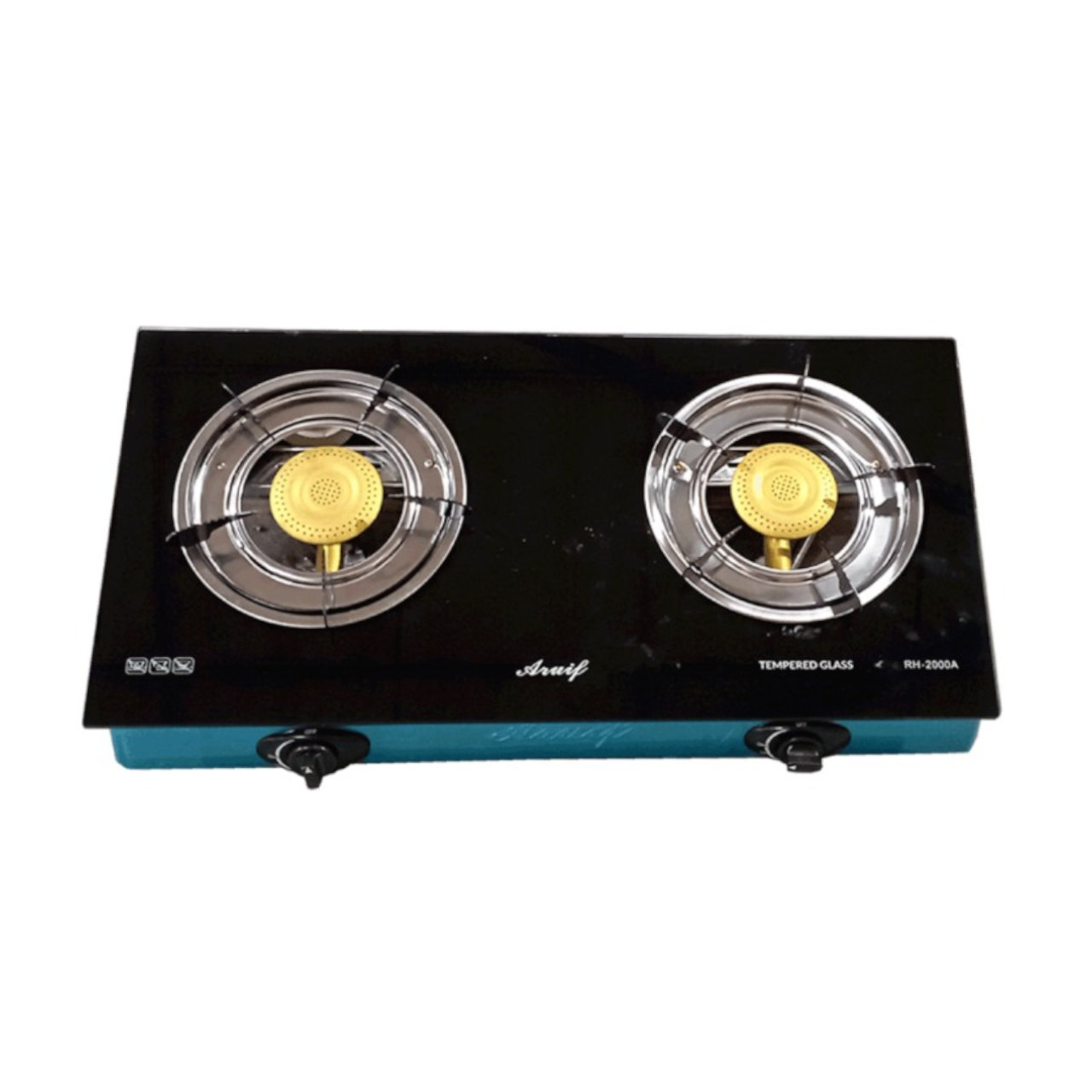 RH2000A Aruif - 2 Burner Auto Ignition Tempered Glass Gas Stove - RH2000A - Image 1