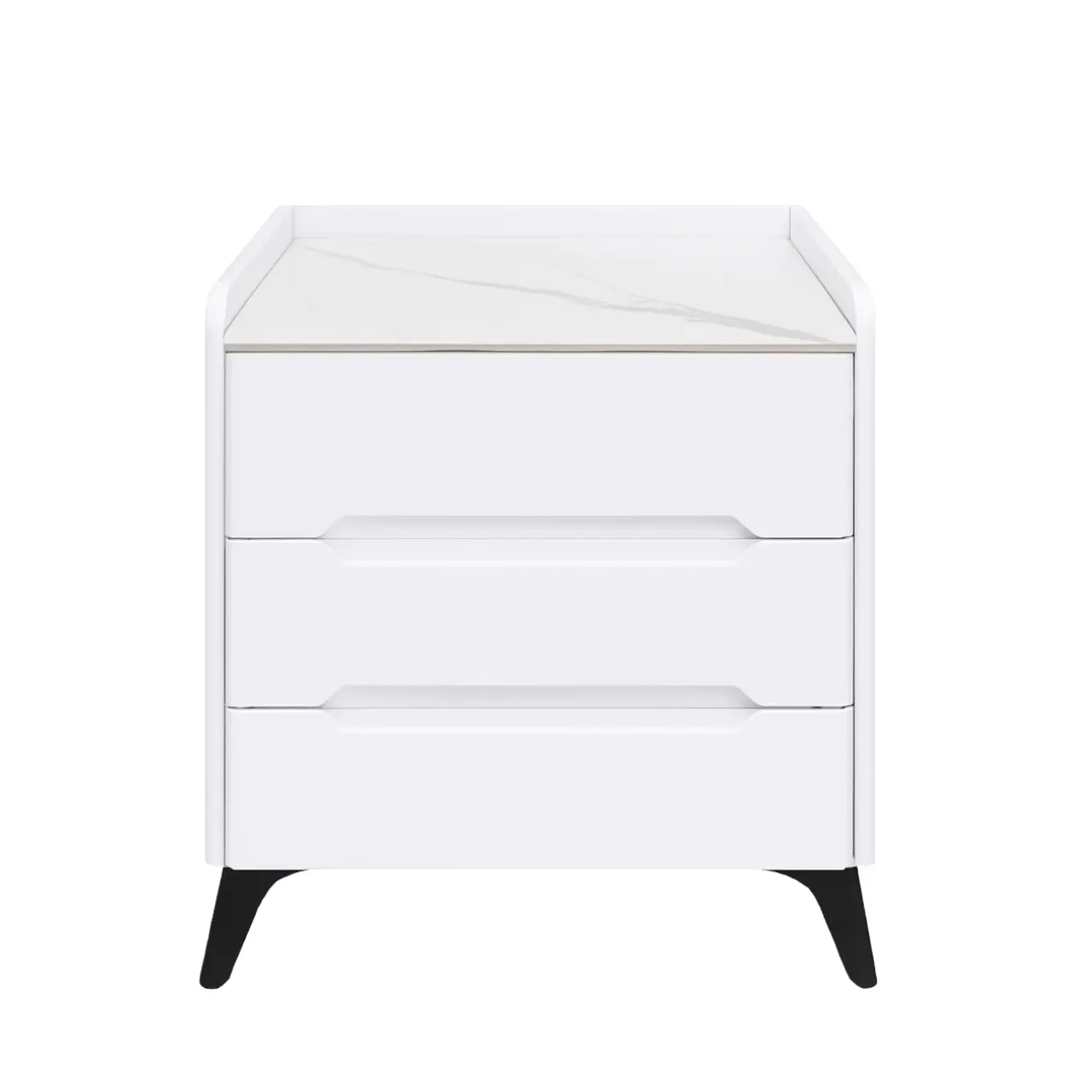 MW443 Marble Top White Three-Drawer Nightstand – MW443