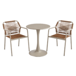 3-Piece Outdoor Dining Set with Pedestal Table – Brown & Champagne, MWOUT4