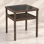3-Piece Outdoor Rattan Dining Set with Black Cushions, MWOUT7 - Image 4