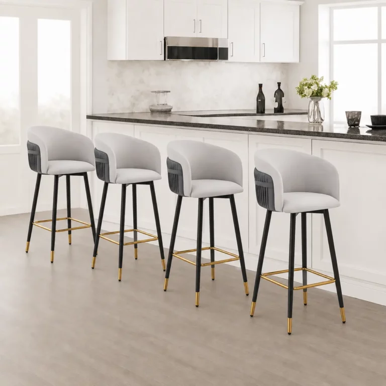 Set of 4 Grey Bar Chairs – MWBCG05