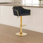 Bar Chair Adjustable Velvet Seat Gold Base - MWBCG04