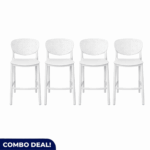 Modern Set of 4 Perforated Plastic Bar Chairs - Image 3